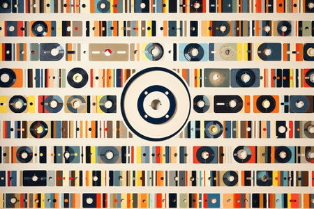 Vintage old sound stereo musical cassette tape media audio retroの素材