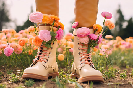 Flower woman beauty shoeの素材