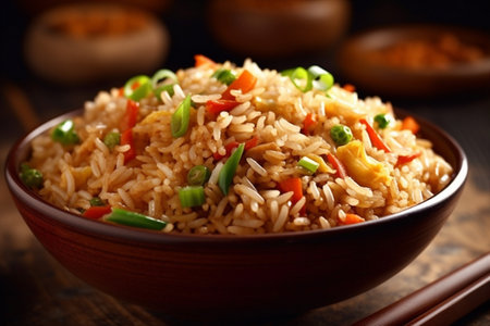 meal asian healthy food rice eat rice vegetable fried dinner chinese. Generative AI.の素材