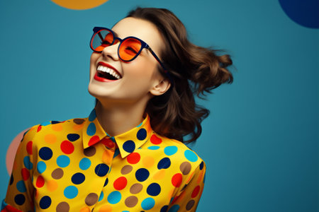 Woman trendy dots happy fashionable polkaの素材