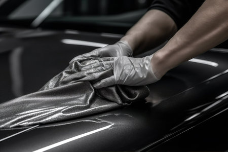 shine hand service transportation auto vehicle automobile car garage cleaning. Generative AI.の素材