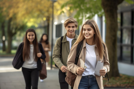 Summer student outdoors cheerful college smiling group school horizontal asian learn friendship education happy youngの素材