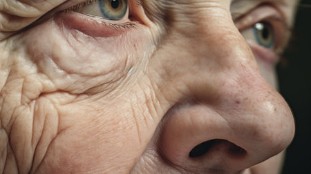 Old woman human mature person grandmother close-up retired portrait eye wrinkled looking one life senior faceの素材