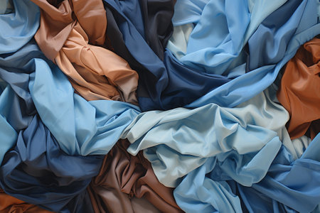 Stack laundry t-shirt cloth background concept store textile fabric style pile dirty clean jeans blueの素材