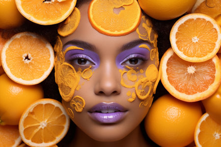 Beauty woman face orangeの素材