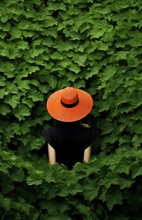 Dress woman summer young portrait tropical fashion green white outdoors hat styleの素材