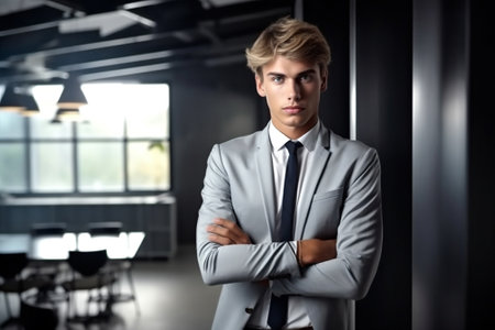 businessmen man team group corporate colleague working business office happy teamwork. Generative AI.の素材