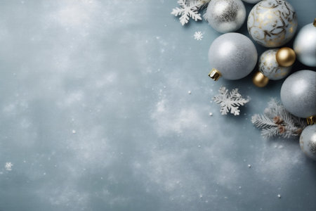 holiday decoration tree gold card background shiny new christmas year christmas snowflakes. Generative AI.の素材