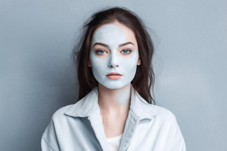 woman cleaning portrait cream care face beauty skin health lotion model. Generative AI.の素材