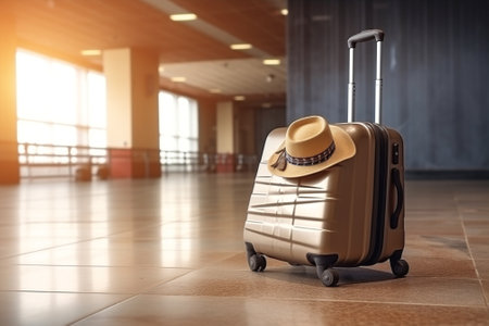 Vacation baggage bag suitcase pink departure airline business trip arrival international traveler adventureの素材