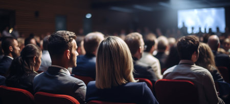 Business lecture adult meeting seminar businessman group conference audience person white indoors togethernessの素材