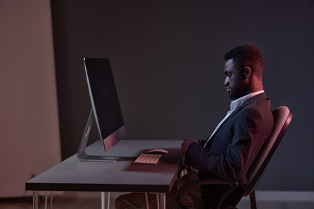 work man freelancer business entrepreneur african night american technology online lifestyle...
