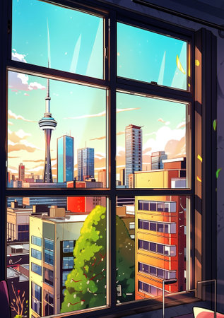 cityscape city architecture town old illustration design building urban house. Generative AI.の素材