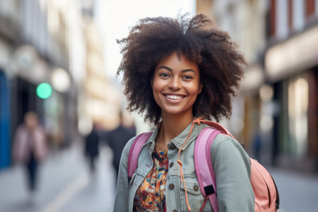 African woman lifestyle looking nature young face happy closeup smile beauty portrait background american outside laughing adultの素材