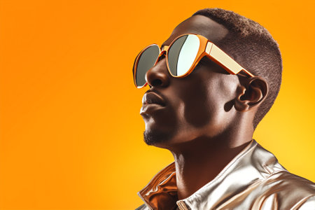 african black dj young lifestyle men portrait adult modern music headphones. Generative AI.の素材