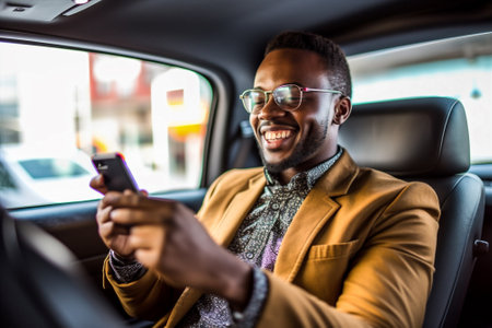 man car phone new driver rental adult automobile vehicle businessman transportation. Generative AI.の素材