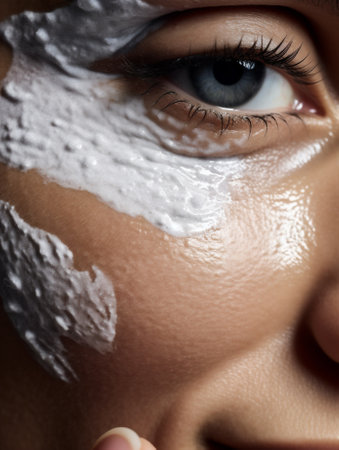woman white face young care skin person beauty treatment female health. Generative AI.の素材