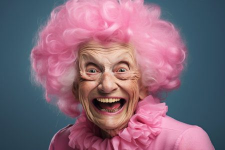 Portrait woman old pink senior happyの素材