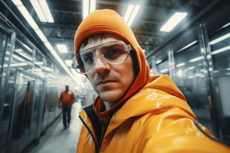 Cell man adult guy selfie handsome confident smartphone phone happy looking technology portrait eyeglassesの素材