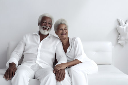 couple woman retired senior rest black american love adult old happy african. Generative AI.の素材