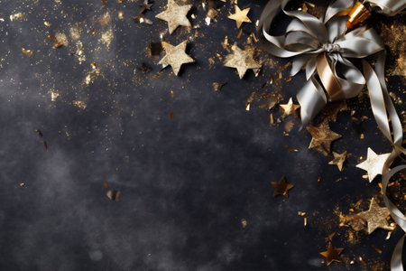 tree new ball year holiday snowflakes background christmas gold decoration christmas card. Generative AI.の素材