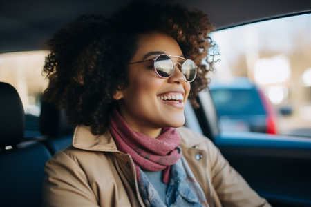 Woman happy carの素材