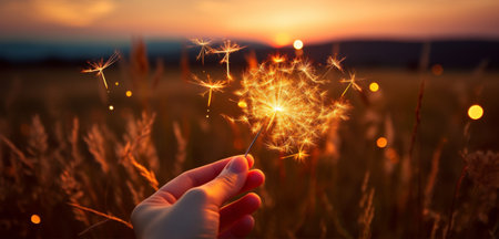 Sparkler celebrate night handの素材