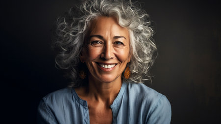 horizontal portrait happy cheerful laughing grandmother smiling females women friendship happiness. Generative AI.の素材