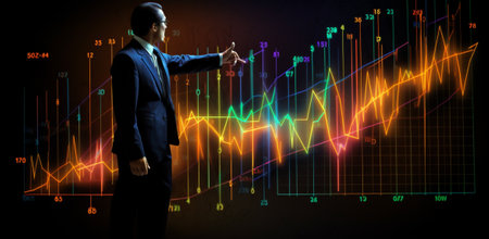 Growth technology data finance exchange business marketing graph stock screen investor investment chartの素材