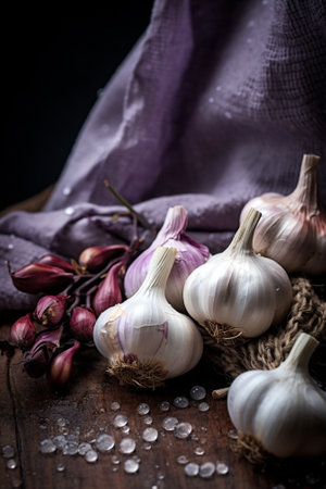 Nourishment fresh food healthy background bulb vegetable spicey ingredient garlic flavoring organic spiceの素材
