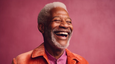 face man elderly age smiling cheerful senior portrait old tradition black. Generative AI.の素材