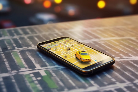 location direction travel position mobile point gps phone map navigation. Generative AI.の素材