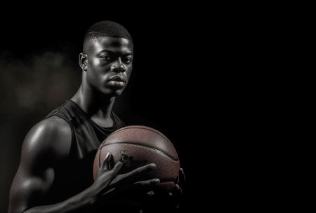 player man person basketball sports black human holding ball athlete professional. Generative AI.の素材
