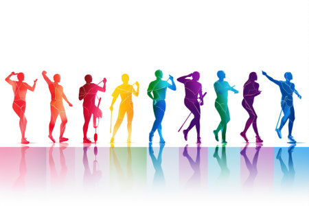 Silhouettes people group dancingの素材