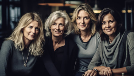 health posing young fashion portrait beauty women caucasian female adult group. Generative AI.の素材