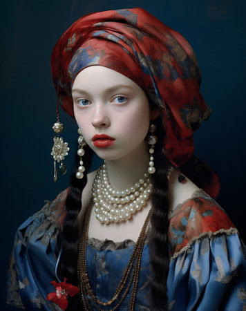 Woman art ethnic turban beauty traditionの素材