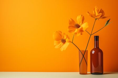 Yellow vase march background red plant floral decor nature flowers blossom green orange beautyの素材