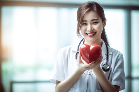clinic care cardiologist health doctor hand hospital patient asian cardiology. Generative AI.の素材