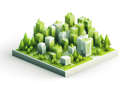 Icon building illustration town skyscraper modern street infographic map city tree park architecture home greenの素材