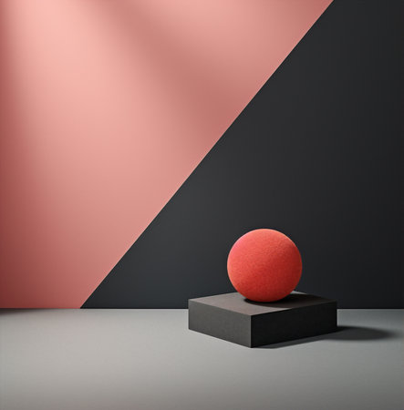 Background cube shapes concept wall art pastel pink minimalism stage design render abstract geometricの素材