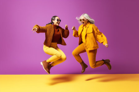 caucasian woman yellow beauty attractive fashion young sunglasses bright portrait pink. Generative AI.の素材