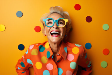 Trendy woman polka happy dots fashionableの素材