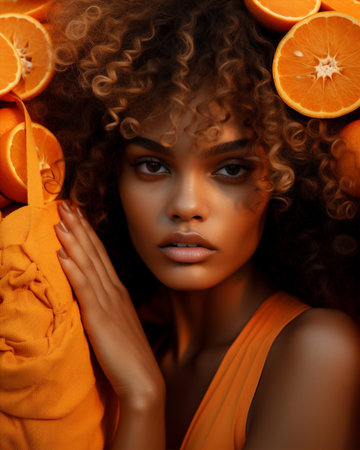 Woman beauty fruit orangeの素材