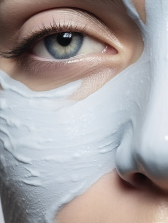 beauty woman model care health treatment young person female face skin. Generative AI.の素材