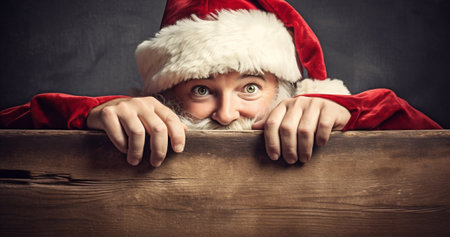 Man mock-up merry year winter adult red christmas portrait holiday new santa senior year hatの素材