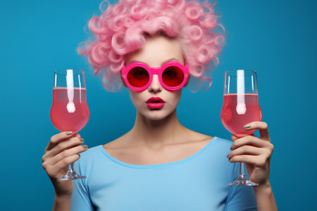 Drinking woman fashion glass alcoholの素材