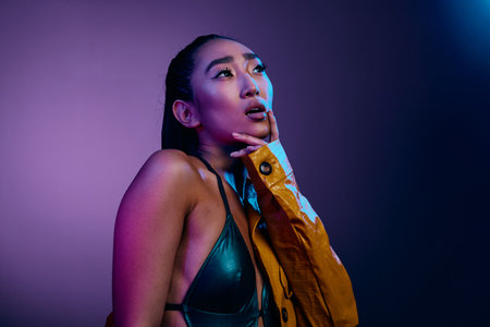 Purple woman light disco beauty blue colorful fashion