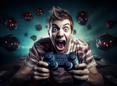 Playing man online scream gamerの素材