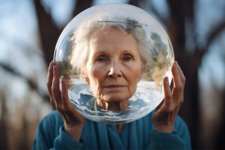 Elder face women home grandmother elderly white age psychological old senior care mature portraitの素材