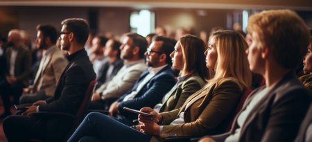 Convention audience lecture corporate seminar speaker networking group conference formalwear business person businessman meeting adultの素材